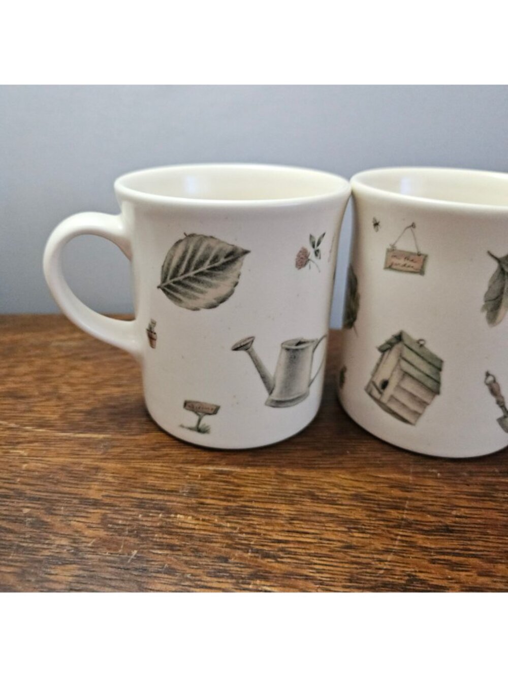 2 Pfaltzgraff Naturewood Mugs 4" nature gardening 16oz cottagecore farmhouse cof - Picture 8 of 9